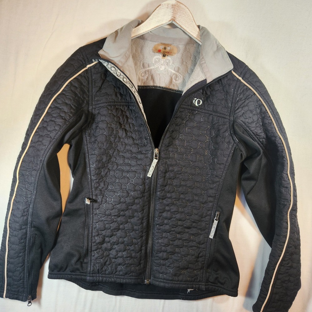 Y2k Pearl Izumi PRO Series Womens Cycling Jacket Black Quilted Full Zip Fleece M